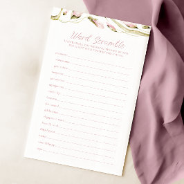 Blush Waterverf bloemenbruids woord scramble spel