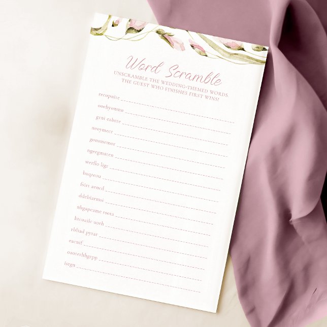 Blush Waterverf bloemenbruids woord scramble spel (Creator heeft geüpload)