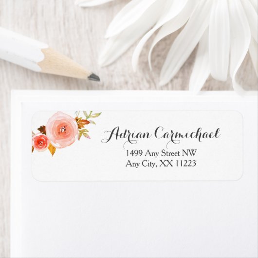 Blush Waterverf bloemenbruiloft 3605b Etiket (Insitu)