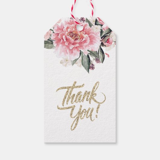 Blush waterverf bloemenroze dank u cadeaulabel (Achterkant)