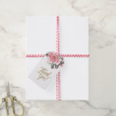Blush waterverf bloemenroze dank u cadeaulabel (Met Touw)