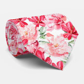 Blush Waterverf bloemmotief Stropdas (Opgerold)