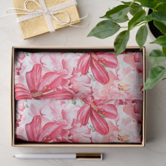 Blush Waterverf bloemmotief Tissuepapier (Geschenk)