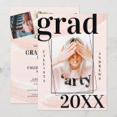 Blush Waterverf Brushstroke Foto Afstuderen Kaart (Voorkant / Achterkant)