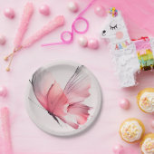 Blush Waterverf Butterfly Baby shower Papieren Bordje (Feest)