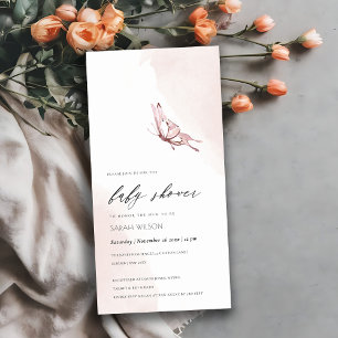 Blush Waterverf Butterfly Baby shower Uitnodigen Bedankkaart