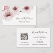 Blush Waterverf Cherry Blossom | QR-code Visitekaartje (Voorkant / Achterkant)