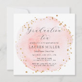 Blush Waterverf Circle Gold Stippen Graduation Par Kaart (Voorkant)