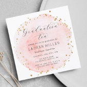 Blush Waterverf Circle Gold Stippen Graduation Par Kaart