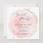Blush Waterverf Circle Gold Stippen Graduation Par Kaart (Voorkant)
