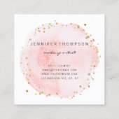 Blush Waterverf Cirkel Gold Stippen Vierkante Visitekaartje (Achterkant)