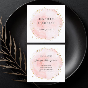 Blush Waterverf Cirkel Gold Stippen Vierkante Visitekaartje
