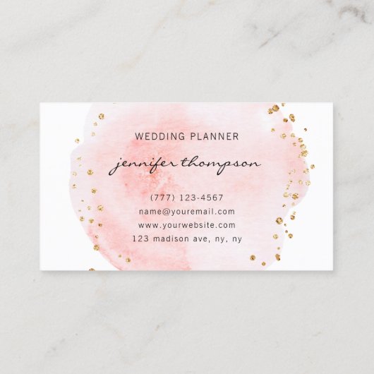 Blush Waterverf Cirkel Gold Stippen Visitekaartje (Achterkant)