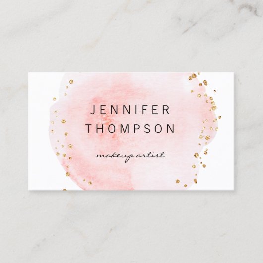 Blush Waterverf Cirkel Gold Stippen Visitekaartje (Voorkant)