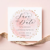 Blush Waterverf Cirkel Save the Date Square Kaart
