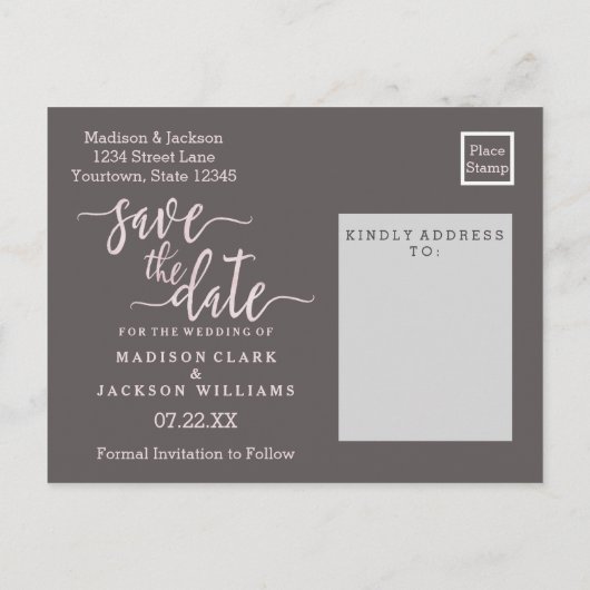 Blush Waterverf Confetti Bruiloft Save the Date Aankondigingskaart (Achterkant)