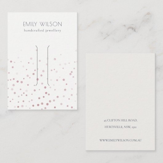 Blush Waterverf Confetti Hair Clip Display Visitekaartje (Voorkant / Achterkant)