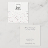 Blush Waterverf Confetti Logo Ketting Display Vierkante Visitekaartje (Voorkant / Achterkant)