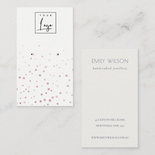 Blush Waterverf Confetti Logo Veroorbaar beeldsche Visitekaartje (Voorkant / Achterkant)