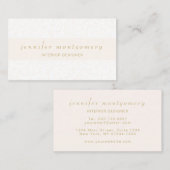 Blush Waterverf Damask Gold Typography Visitekaartje (Voorkant / Achterkant)