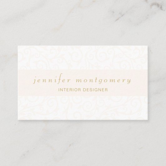 Blush Waterverf Damask Gold Typography Visitekaartje (Voorkant)