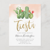 Blush Waterverf en Cactus Fiesta Baby shower Uitnodiging Briefkaart (Voorkant)