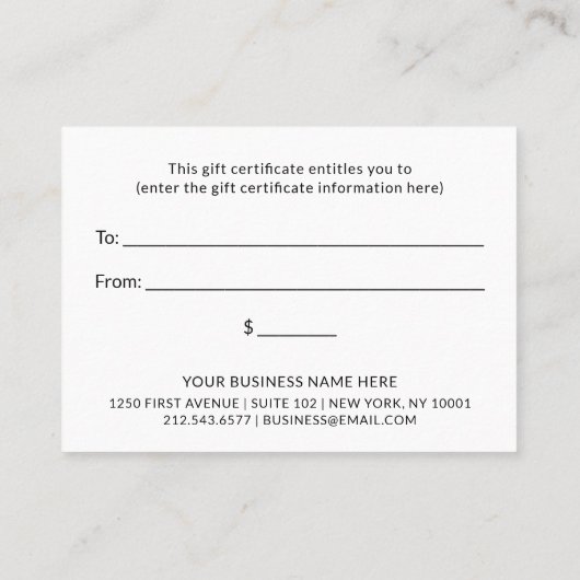 Blush Waterverf en marmer | Cadeaubon Kortingskaartje (Achterkant)