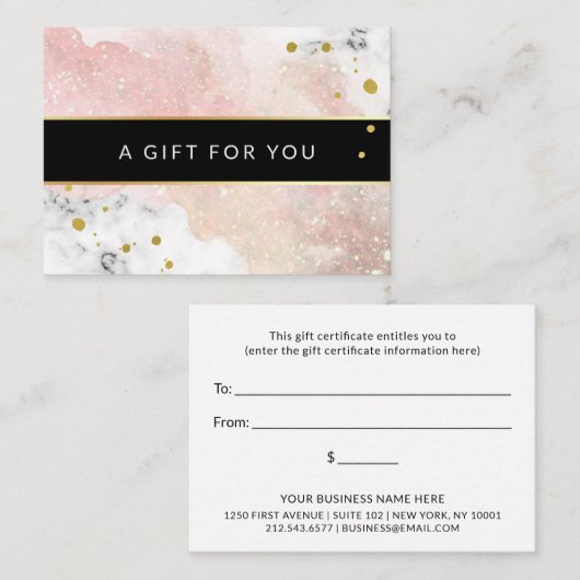 Blush Waterverf en marmer | Cadeaubon Kortingskaartje (Voorkant / Achterkant)