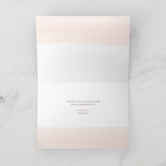 Blush-Waterverf | Faux Roos Gold Bat Mitzvah Bedankkaart (Binnen)