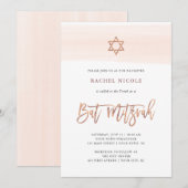 Blush-Waterverf | Faux Roos Gold Bat Mitzvah Kaart (Voorkant / Achterkant)