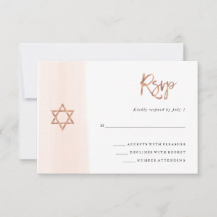 Blush Waterverf   Faux Roos Gold Bat Mitzvah RSVP Kaartje