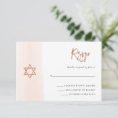 Blush Waterverf | Faux Roos Gold Bat Mitzvah RSVP Kaartje (Staand voorkant)