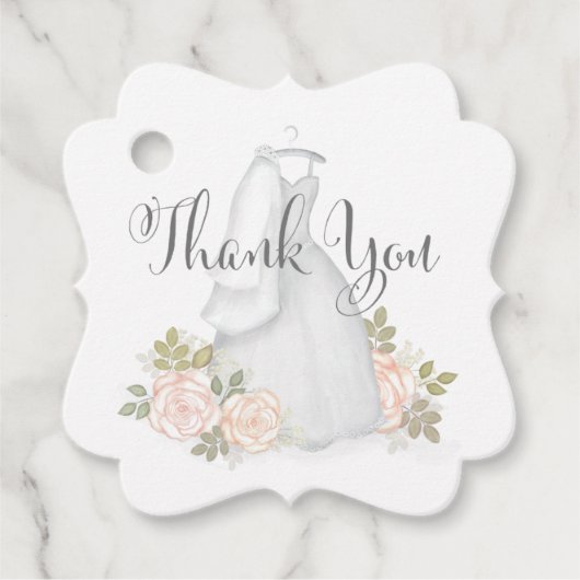Blush Waterverf Favor Vrijgezellenfeest Bedankt Bedankjes Labels (Voorkant)