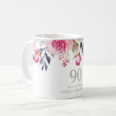 Blush waterverf Floral 90ste verjaardag Cadeautje Koffiemok (Voorkant links)