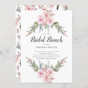 Blush Waterverf Floral Bridal Brunch Kaart