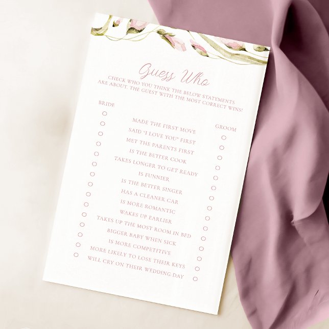 Blush Waterverf Floral Bridal Guess Wie spel (Creator heeft geüpload)