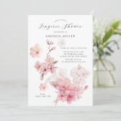 Blush Waterverf Floral Bridal Lingerie Shower Kaart (Staand voorkant)