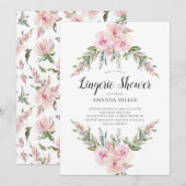 Blush Waterverf Floral Bridal Lingerie Shower Kaart (Voorkant / Achterkant)