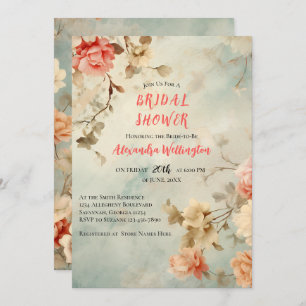 Blush Waterverf Floral Bridal Shower Uitnodiging