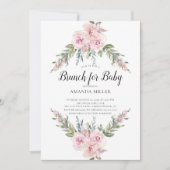 Blush Waterverf Floral Brunch voor Baby shower Kaart (Voorkant)