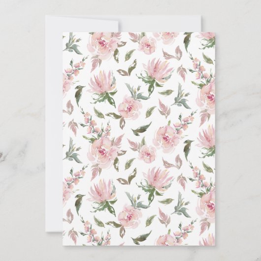 Blush Waterverf Floral Brunch voor Baby shower Kaart (Achterkant)