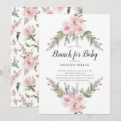 Blush Waterverf Floral Brunch voor Baby shower Kaart (Voorkant / Achterkant)
