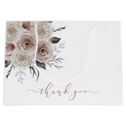 Blush Waterverf Floral Dank je cadeautas (Voorkant)