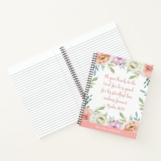 Blush Waterverf Floral  Gratitude Journal Notitieboek (Binnen)