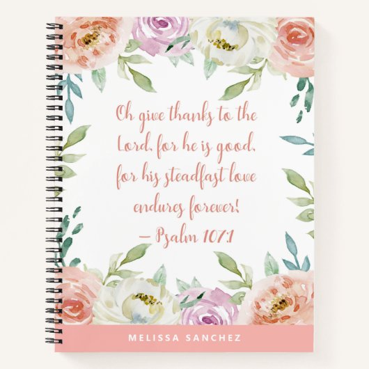 Blush Waterverf Floral  Gratitude Journal Notitieboek (Voorkant)
