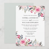 Blush Waterverf Floral Greenery Elegant Wedding Kaart (Voorkant / Achterkant)