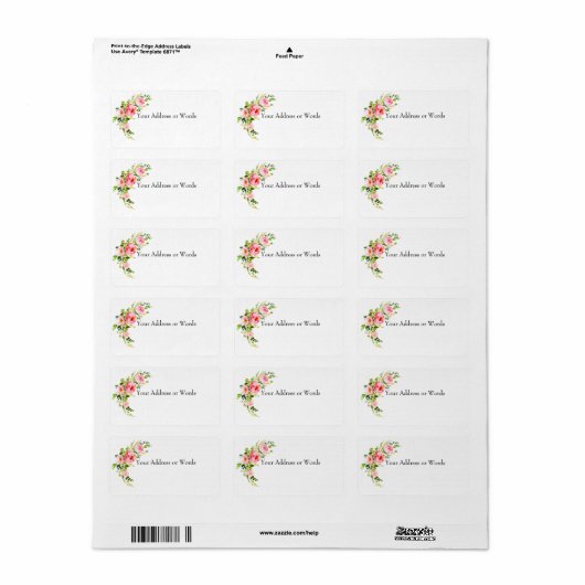 Blush Waterverf Floral Label (Full Sheet)