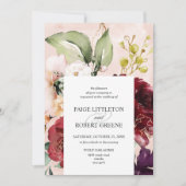 Blush Waterverf Floral Lijst Wedding Kaart (Voorkant)