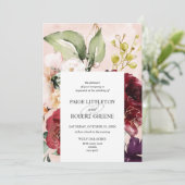 Blush Waterverf Floral Lijst Wedding Kaart (Staand voorkant)