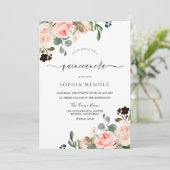 Blush Waterverf Floral Modern Wedding Quinceanera Kaart (Staand voorkant)